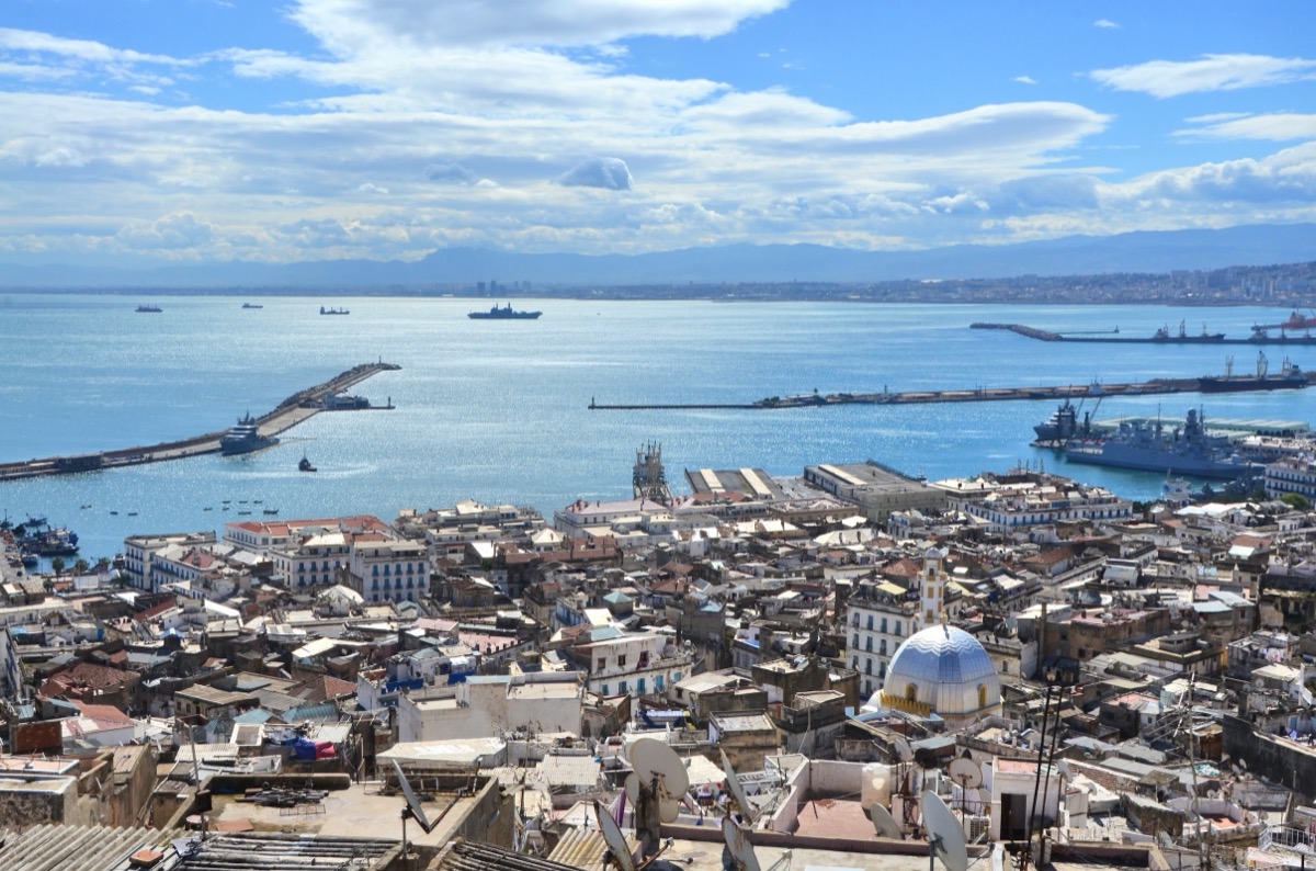 Panorama of Algiers with the Kasbah and the large seaport