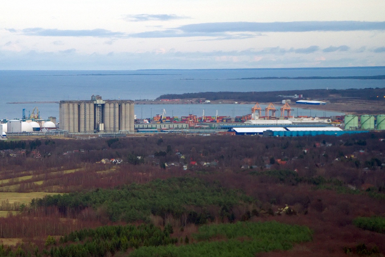 Muuga industrial harbour near Tallinn with grain silos