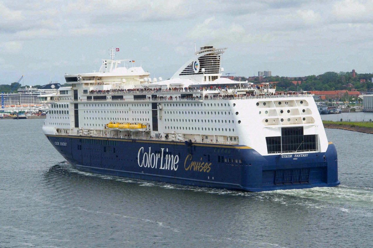 The Color Fantasy ferry of Color Line leaving Kiel harbour