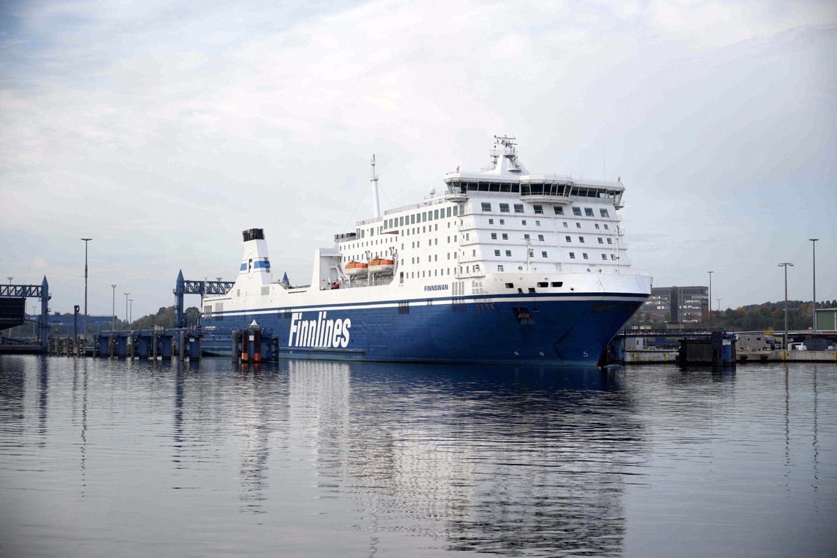 The Finnlines ferry 'Finnswan' in the port of Travemünde