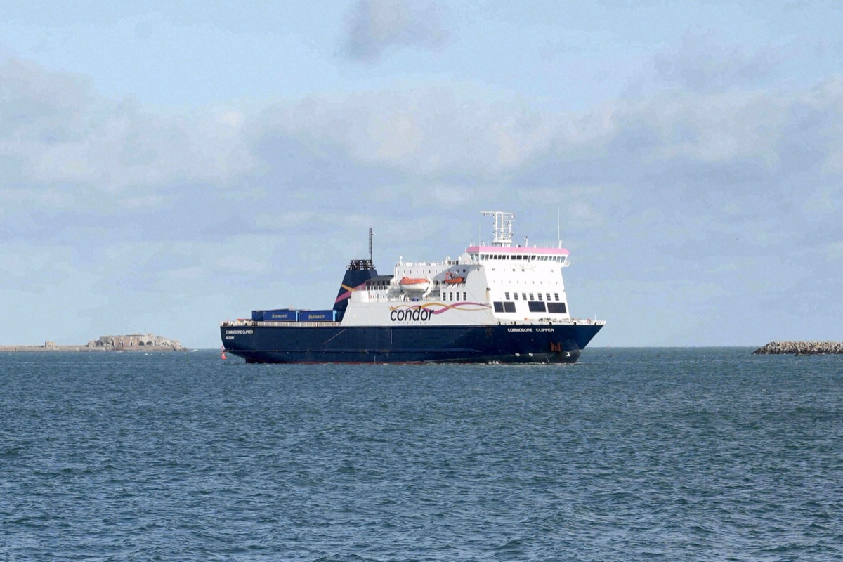 The Condor Ferries ferry Commodore Clipper on the English Channel to the Channel Islands