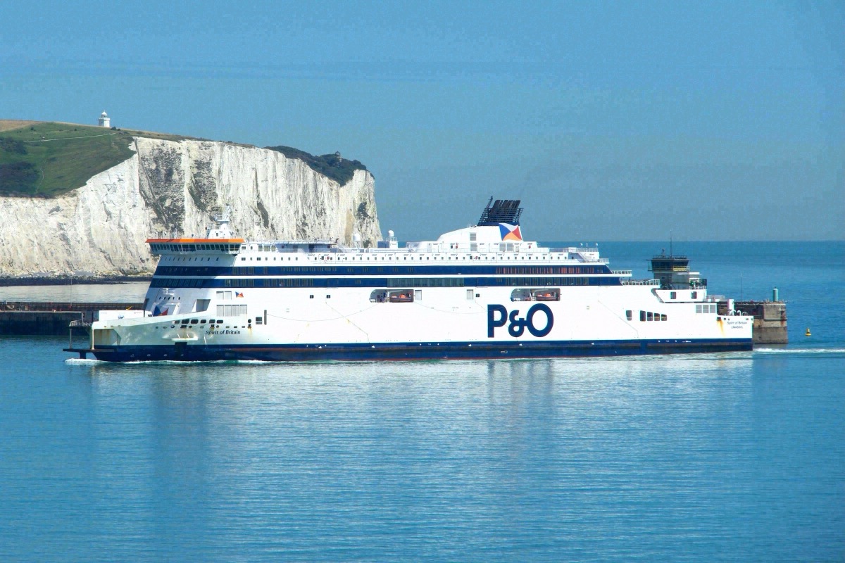 The P&O ferry 'Spirit of Britain' leaving Dover harbour