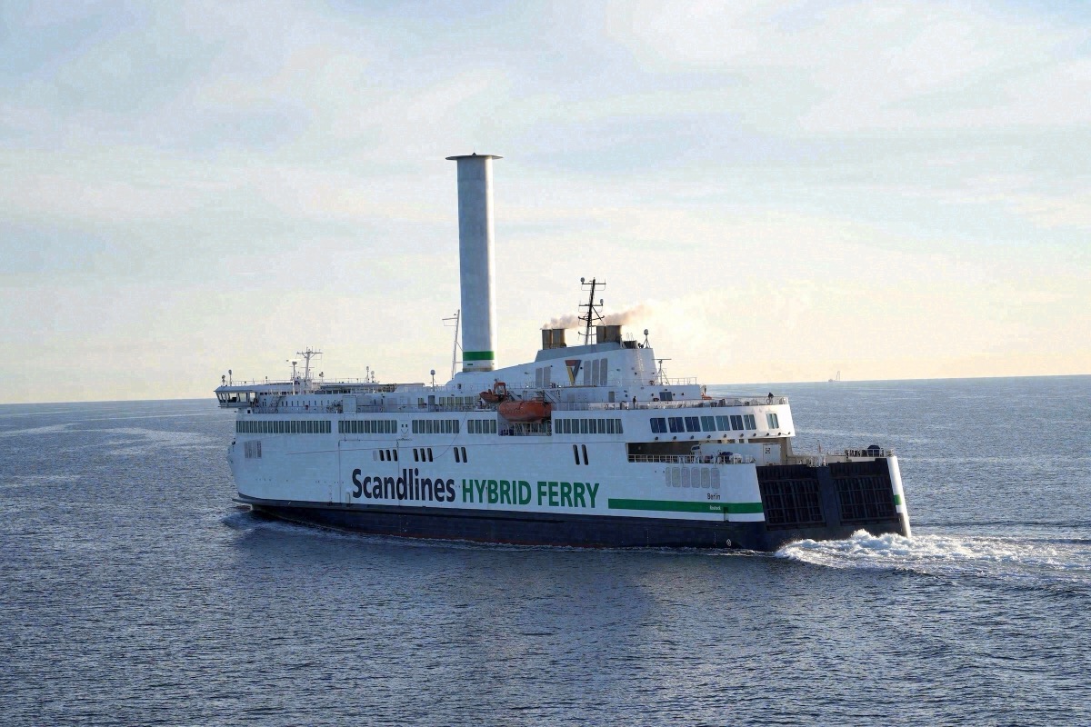 The Scandlines hybrid ferry Berlin on the Rostock–Gedser route in the Baltic Sea