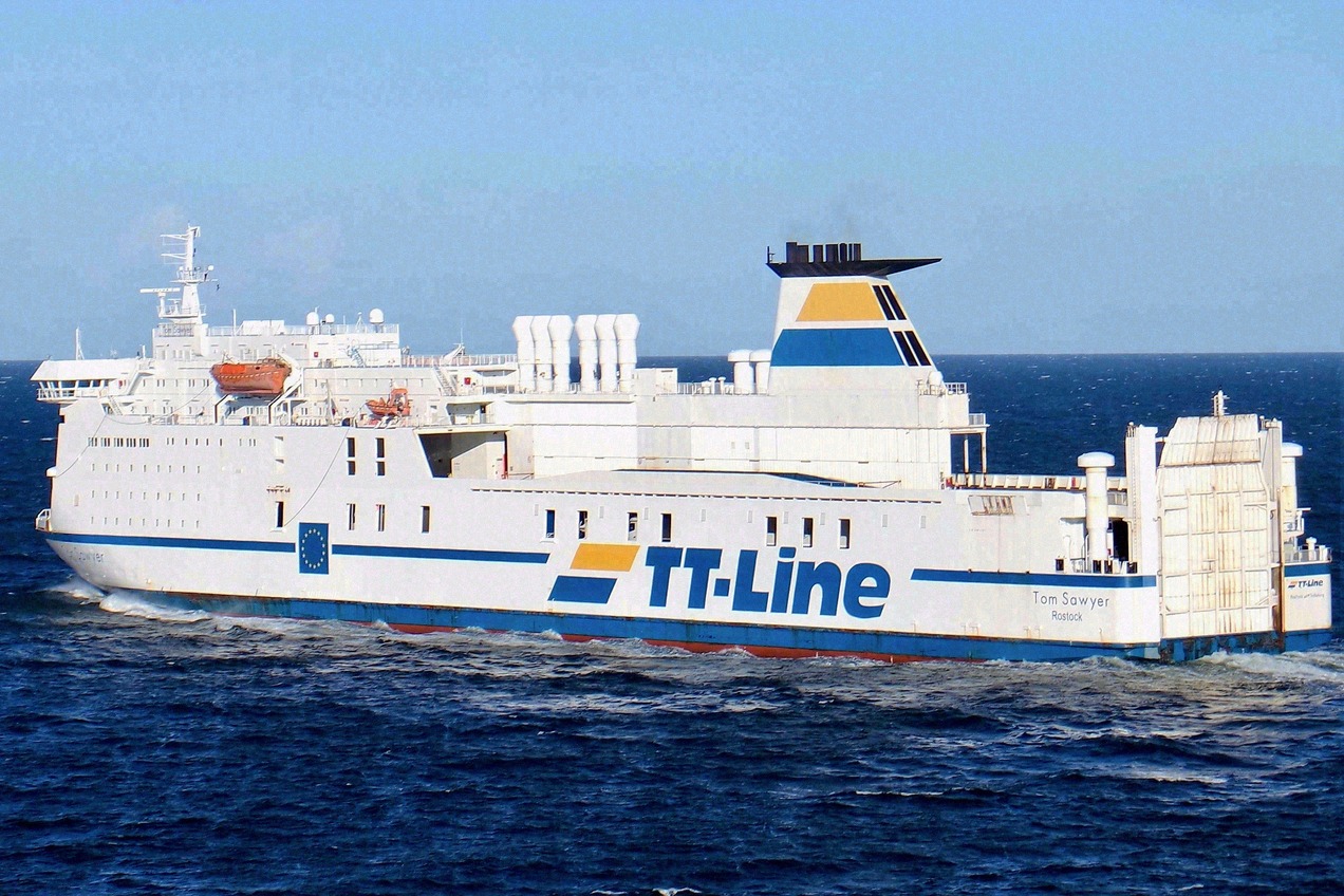 TT-Line ferry 'Tom Sawyer' on the Baltic Sea near Rostock