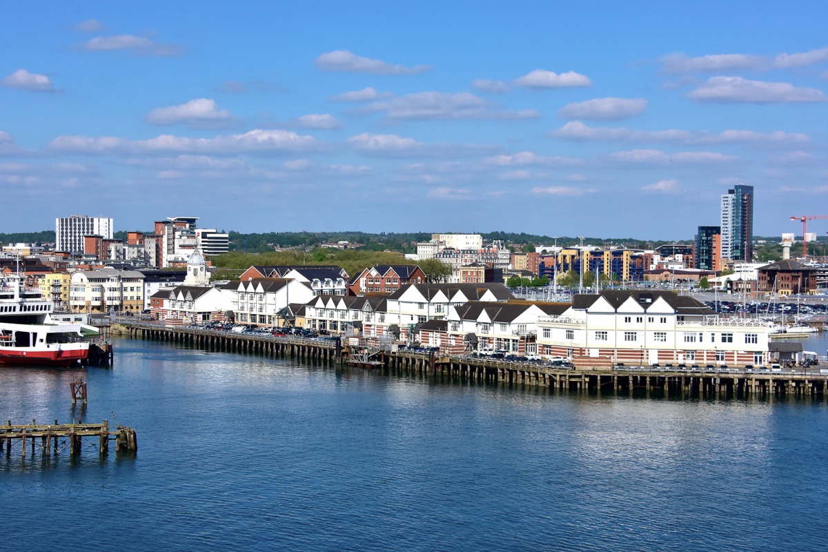 View of the Southampton waterfront from the water