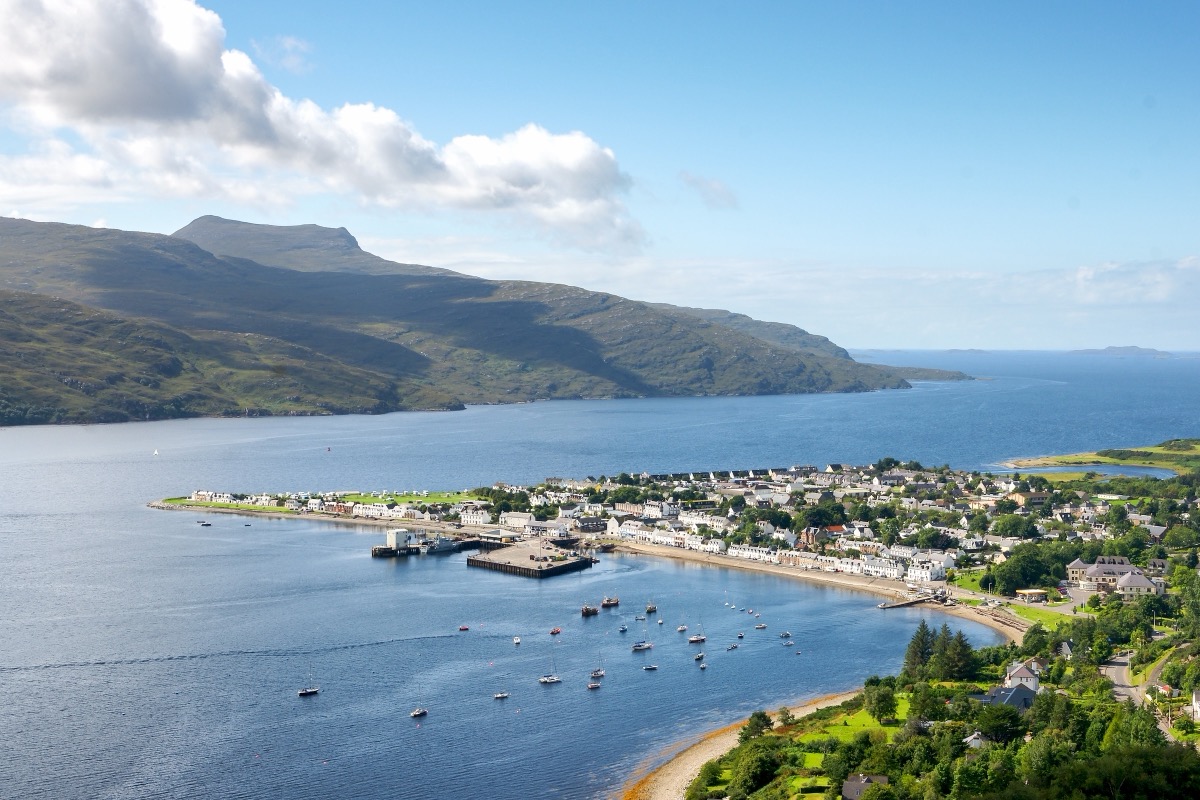 Fishing village of Ullapool on Loch Broom, Scottish Highlands