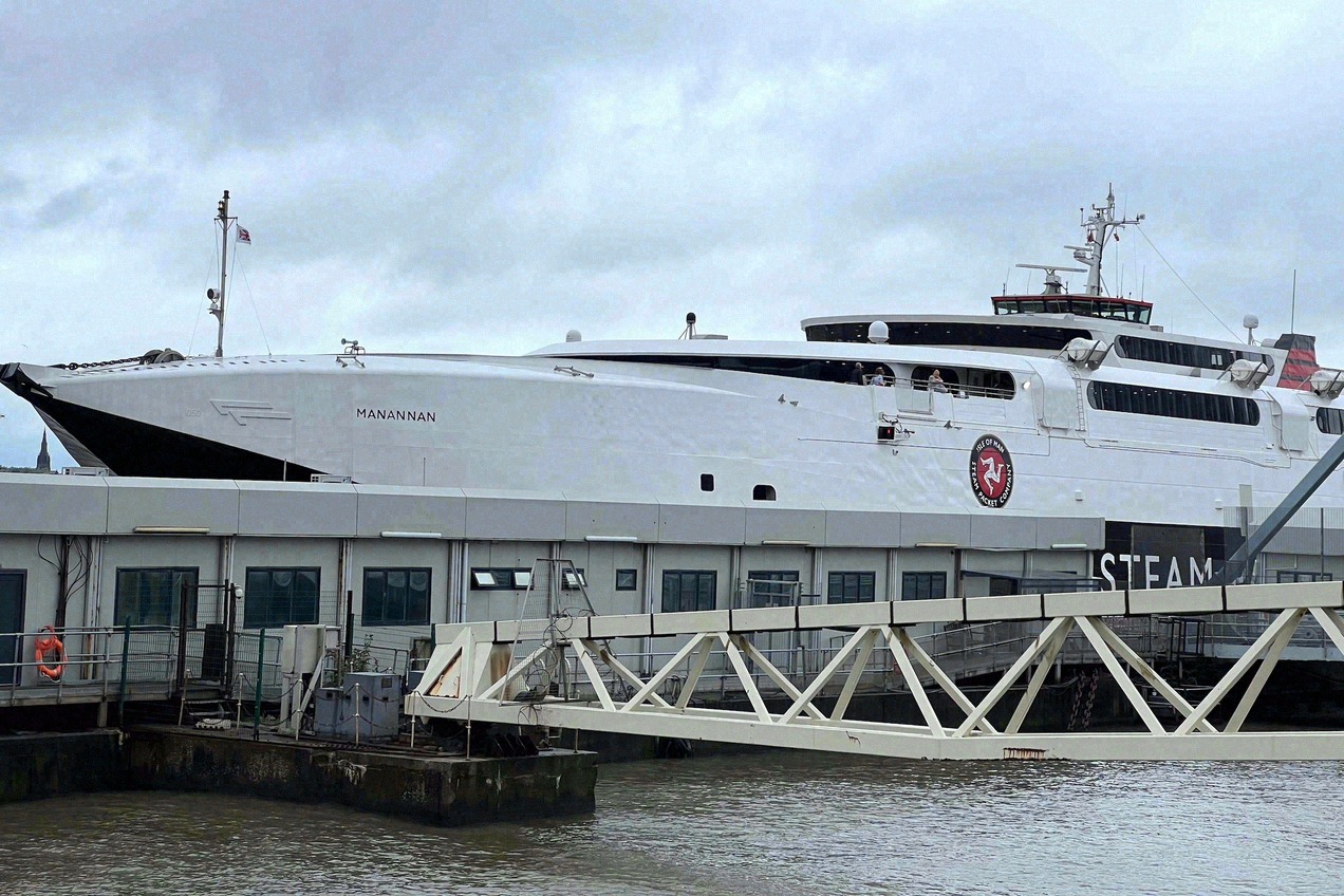 Fast ferry 'Manannan' of the Isle of Man Steam Packet Company in Douglas