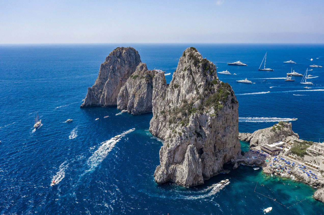 Faraglioni rocks off Capri in the Tyrrhenian Sea