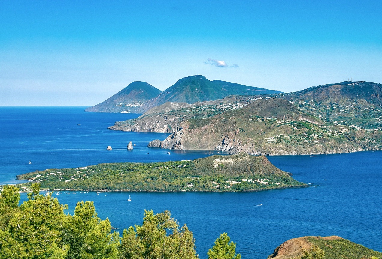 Panorama of Vulcano with Vulcanello in the Aeolian Islands
