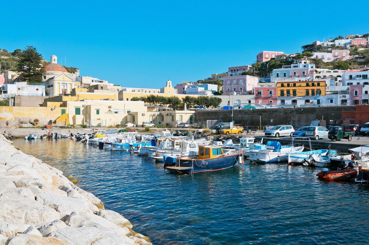 Colourful fishing harbour of the island of Ponza