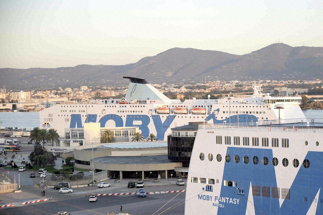 Moby ferries in Olbia harbour on Sardinia