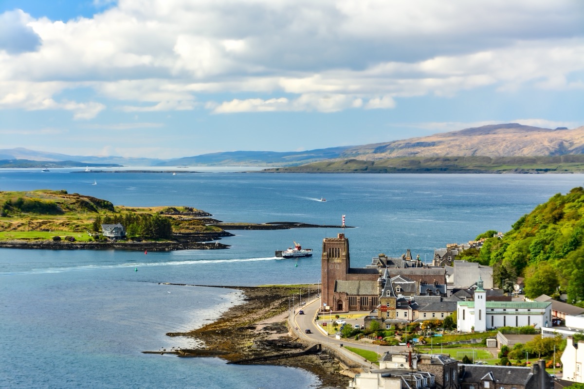 Panoramic view over the harbor of Oban, the gateway to the Inner Hebrides