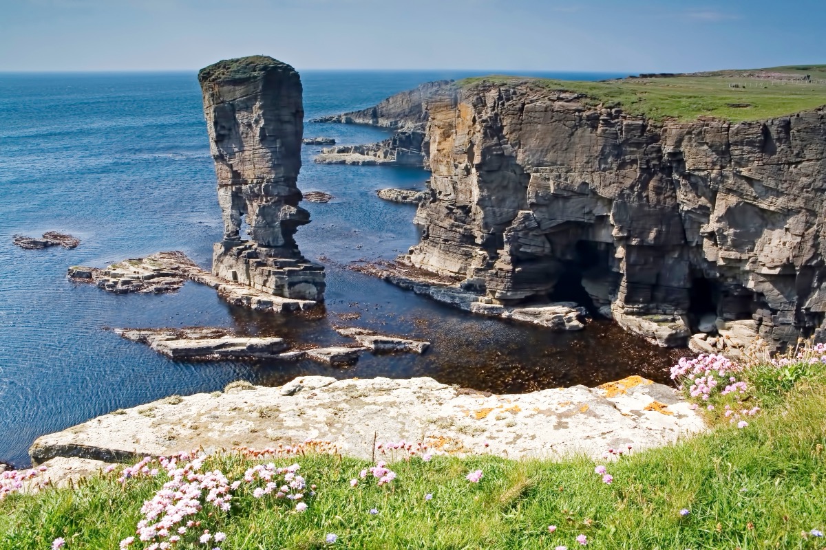 Die spektakulären Meeressäulen (Stacks) von Yesnaby an der Westküste Orkneys