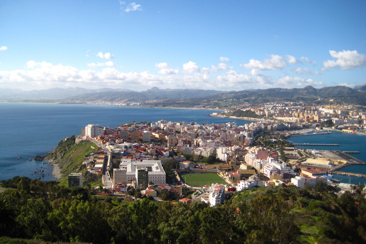 Panorama of Ceuta with its port and the Strait of Gibraltar