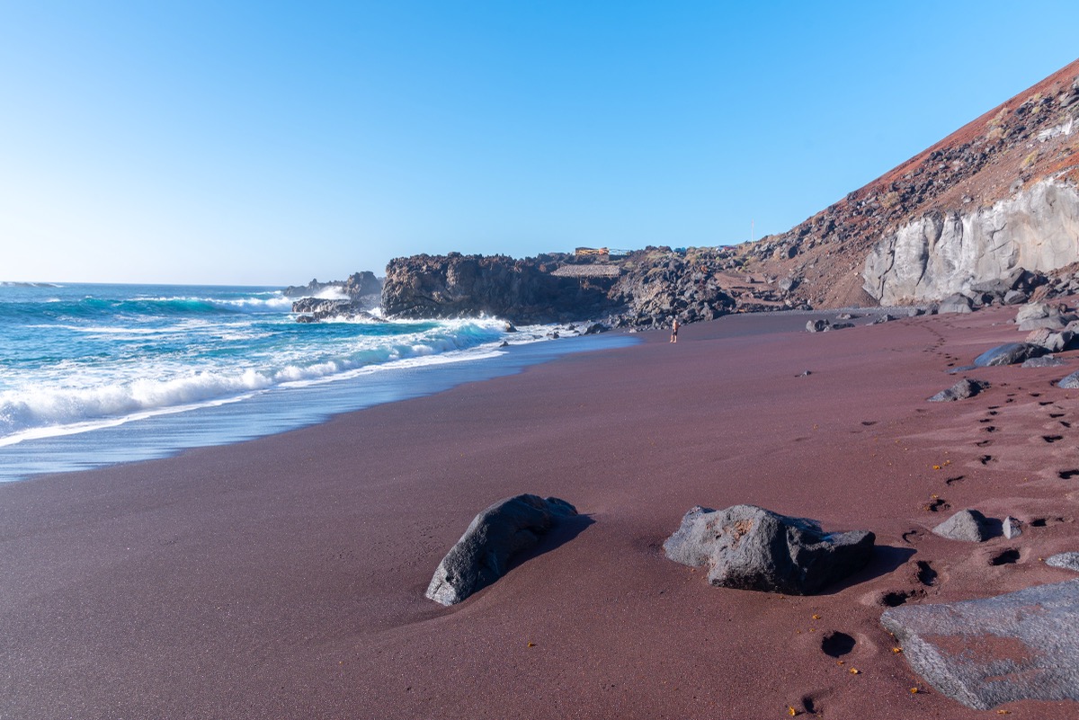 Playa del Verodal on El Hierro, Canary Islands, with its distinctive reddish-brown volcanic sand