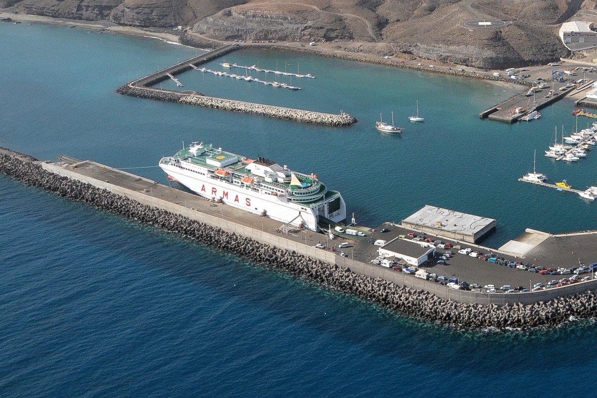 Aerial view of the harbor of Morro Jable in southern Fuerteventura