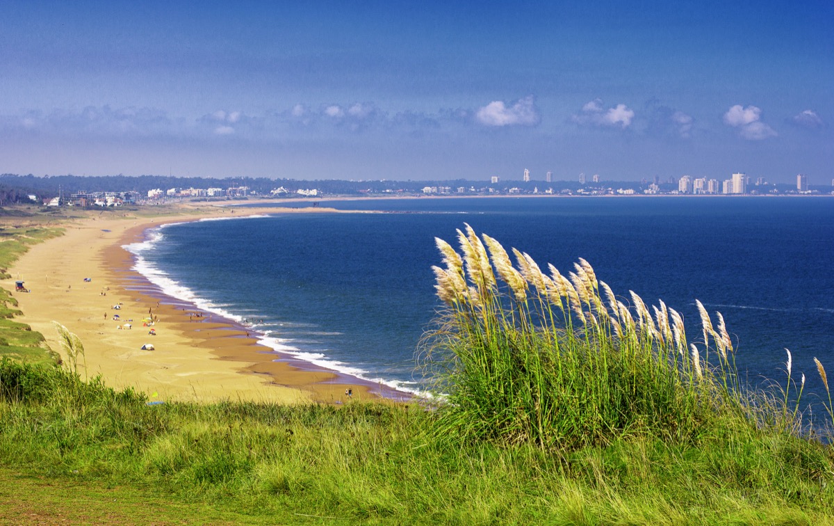 Beach and skyline of Punta del Este in Uruguay