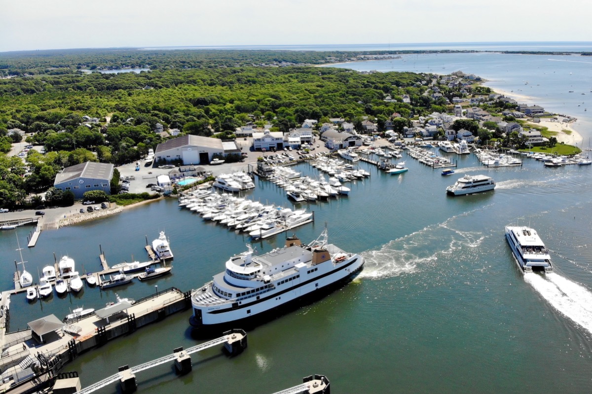 Aerial view of Hyannis Harbor on Cape Cod, Massachusetts