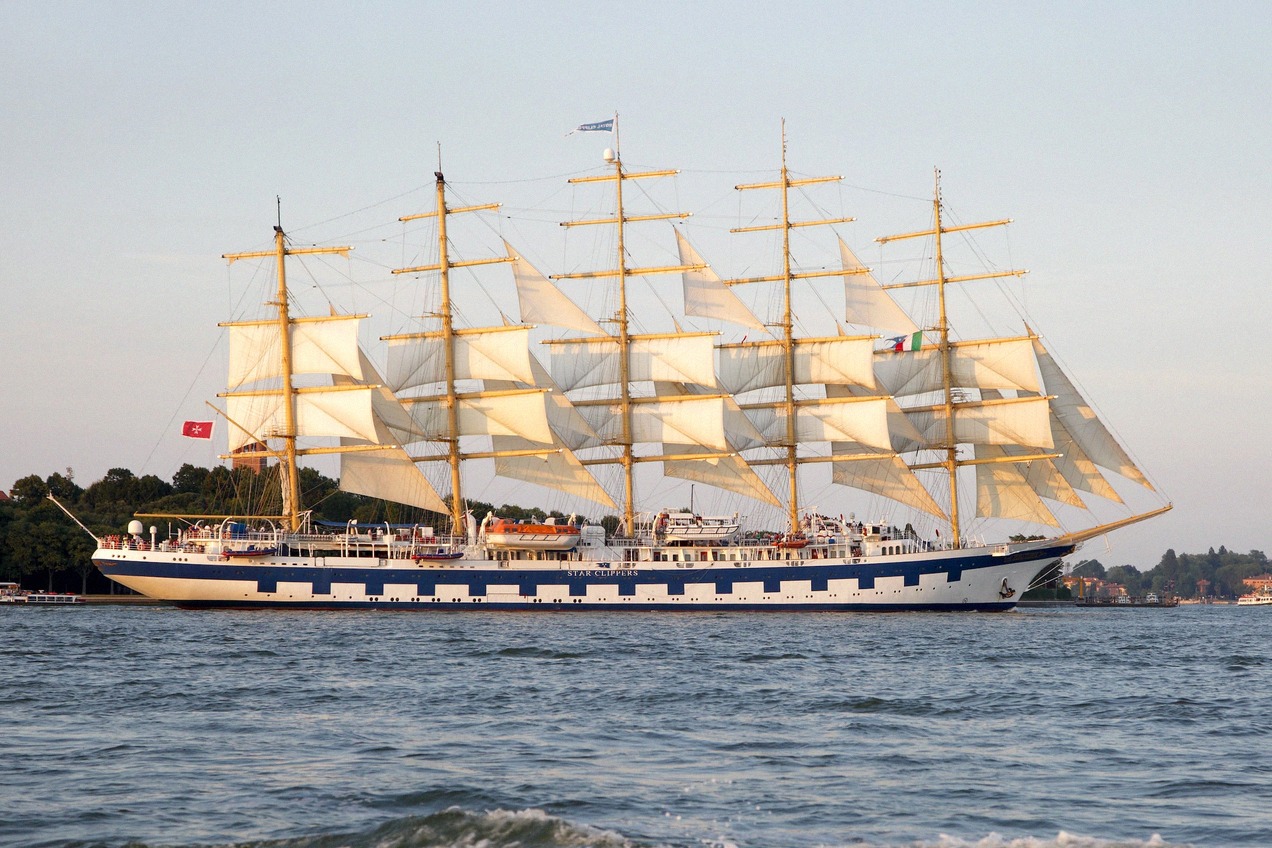 Sailing ship 'Star Clippers' against the backdrop of Venice